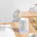 Ventilador elétrico recarregável de mesa portátil USB vaporizador de mesa pulverizador de água Ventilador umidificador dobrável com luz noturna para casa / escritório